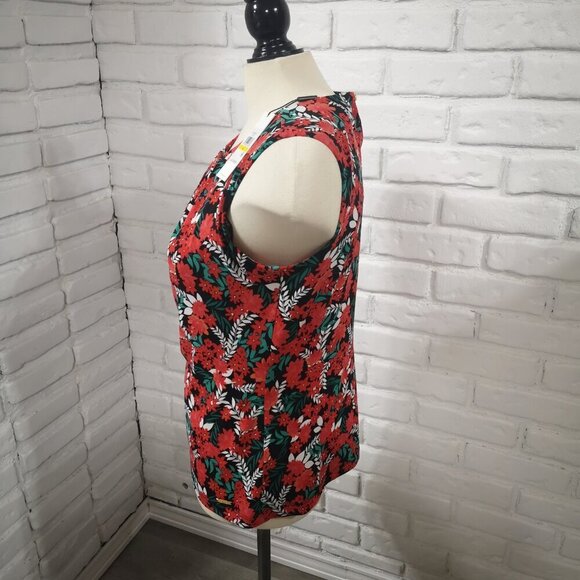NWT Calvin Klein Ladies Size Medium Red Green Black & White Pattern Tank Top - Picture 4 of 12